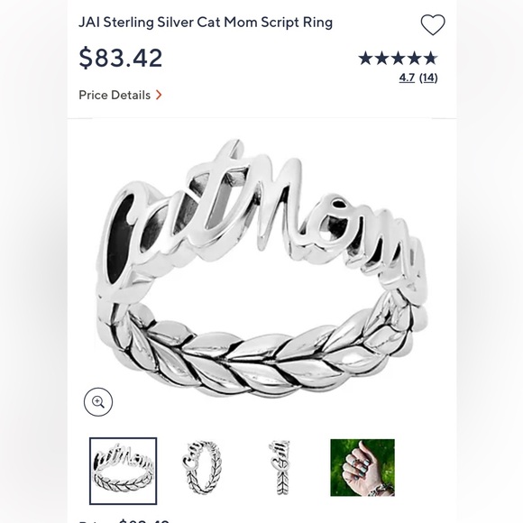 JAI Sterling Silver Cat Mom Script Ring - Picture 1 of 2